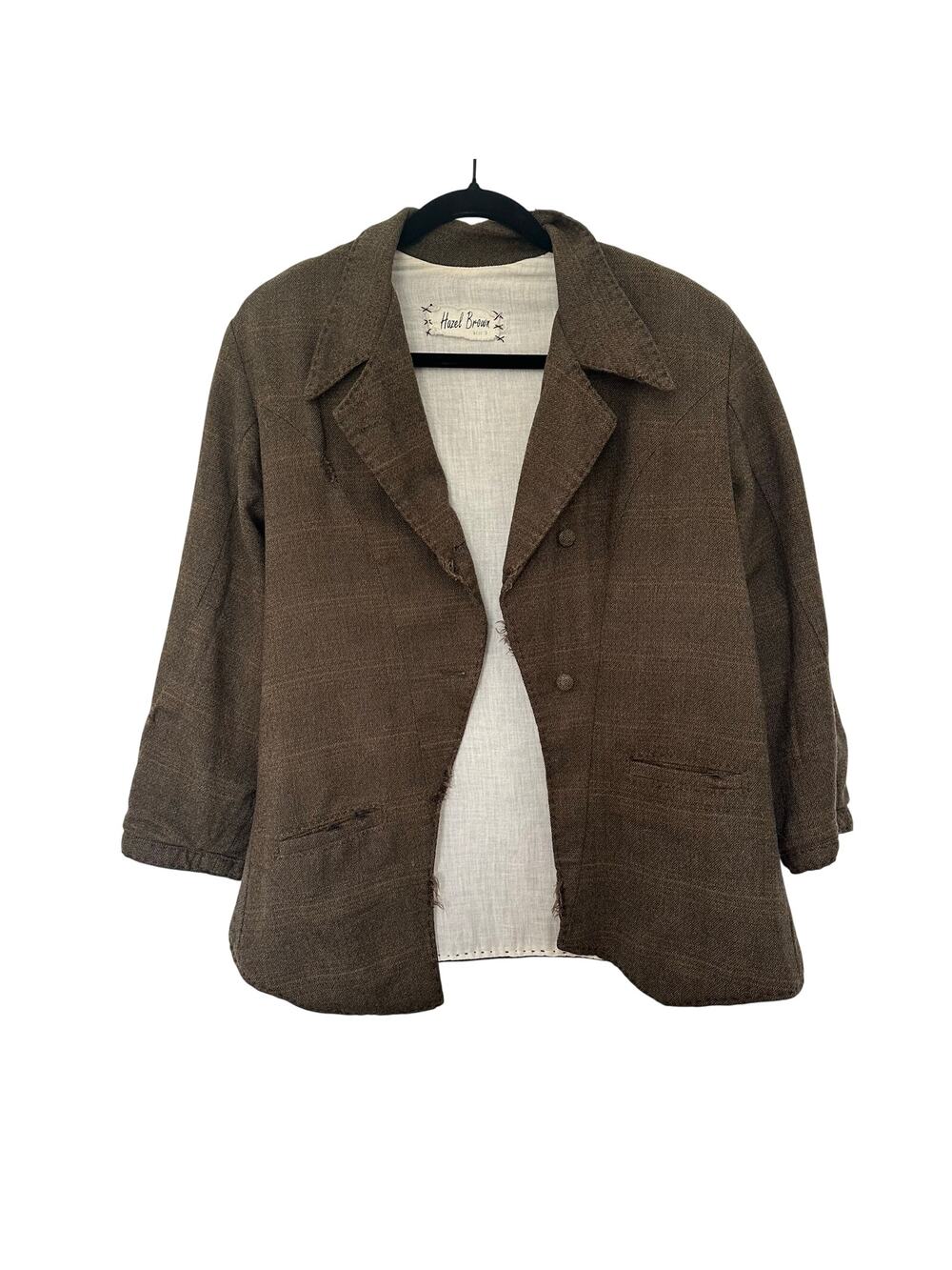 Hazel Brown (3) Brown Wool Blazer - Raw Edge Artisan Avant Garde